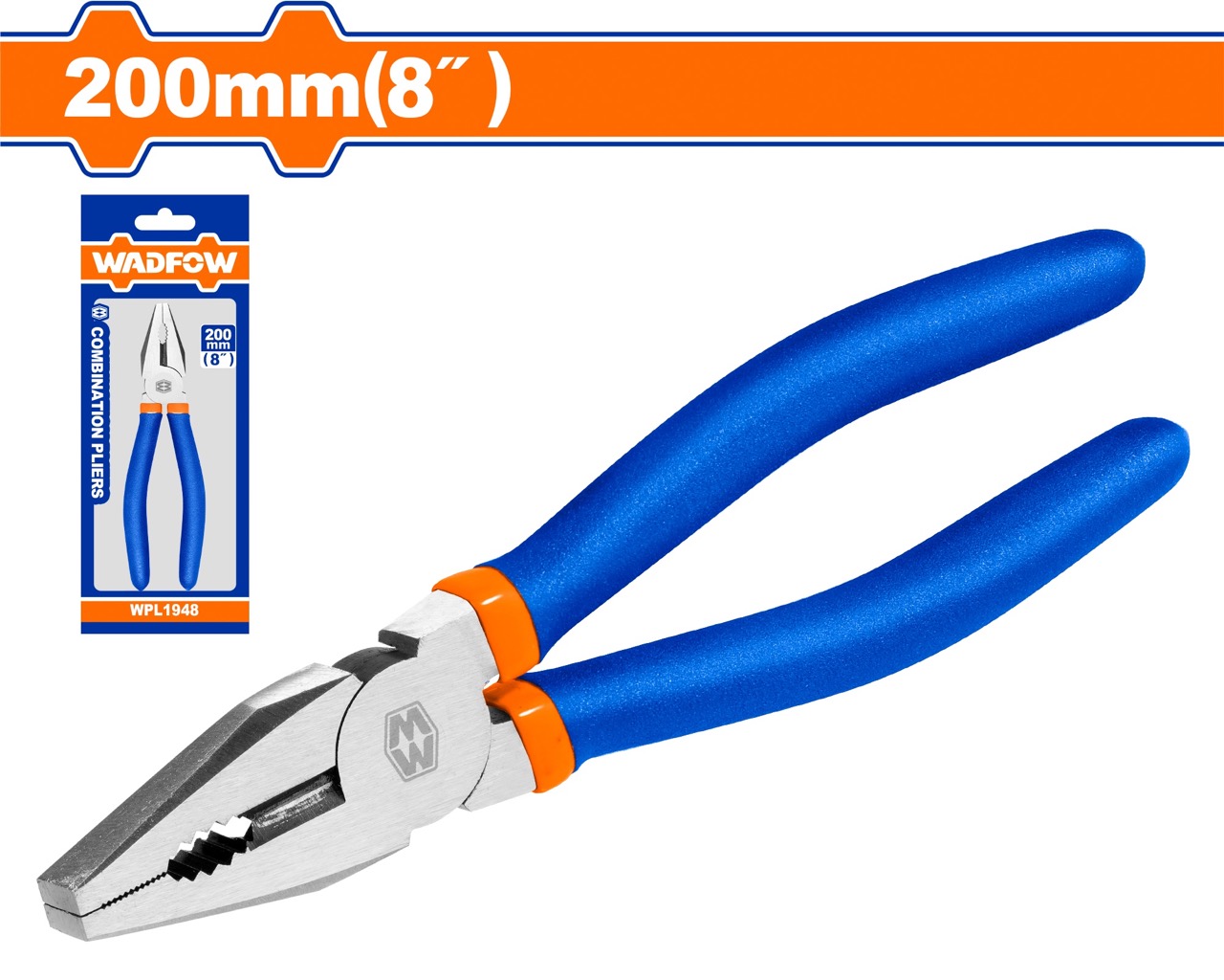 Kềm răng Wadfow WPL1946 WPL1947 WPL1948 kích thước 6 inch 7 inch 8 inch phủ dầu bóng chống gỉ tay cầm nhựa - Thinksafe