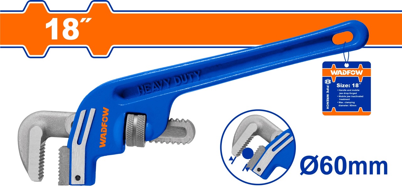 Mỏ lết mở ống trục lệch Wadfow nhiều kích cỡ từ 8inch đến 24inch đầu kềm răng rèn bằng thép carbon cứng đinh tán rắn