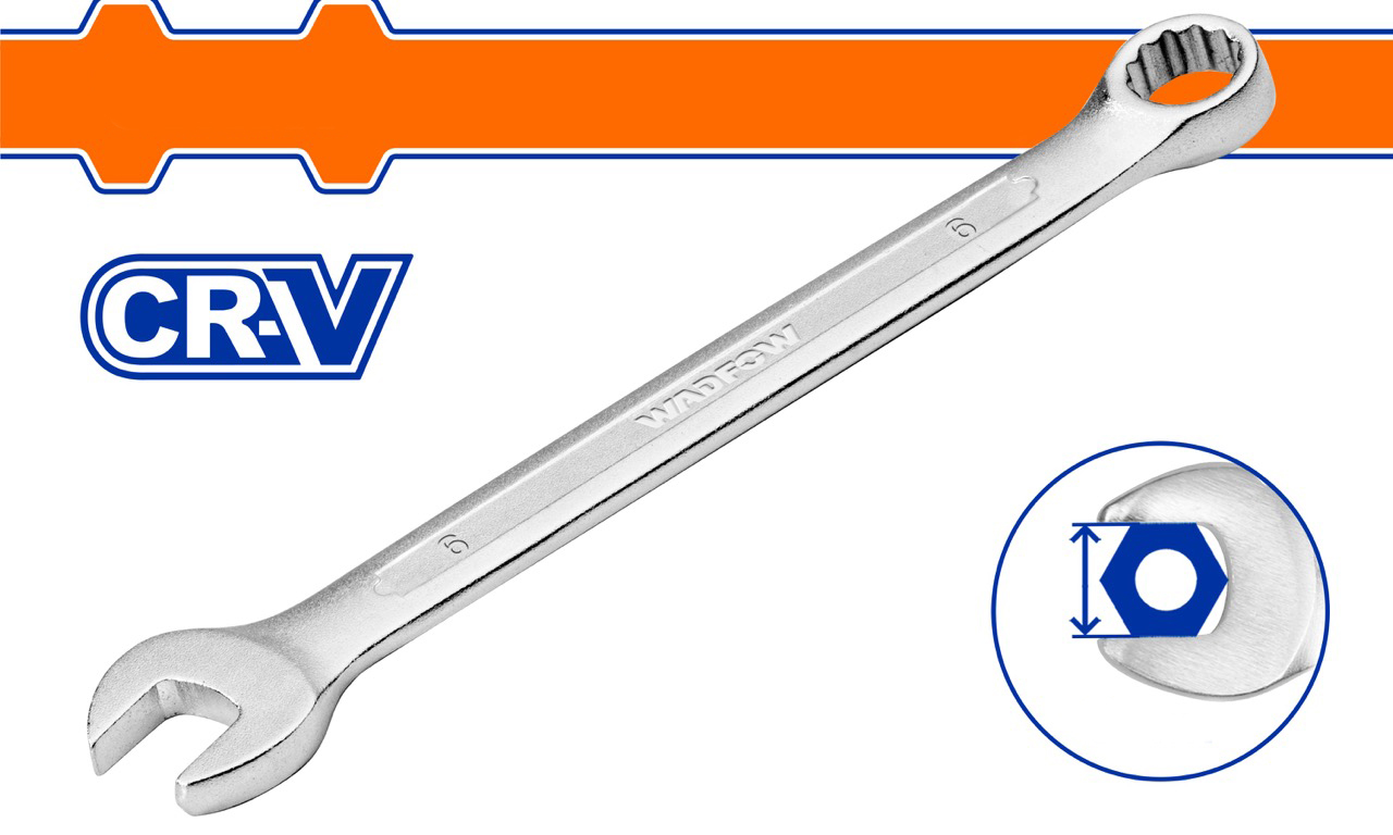 Cờ lê vòng miệng Wadfow kích thước 6-32mm chiều dài 100-404mm chất liệu thép CRV cao cấp mạ chrome đánh bóng - Thinksafe