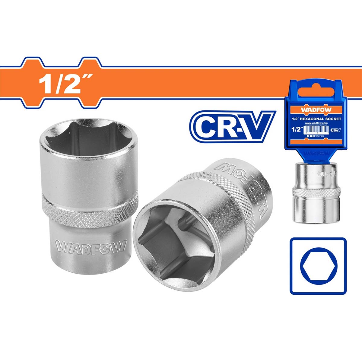 Đầu tuýp Wadfow nhiều kích thước từ 8mm đến 32mm chất liệu thép 50BV30 mạ crom xử lý nhiệt dụng cụ cầm tay chính hãng