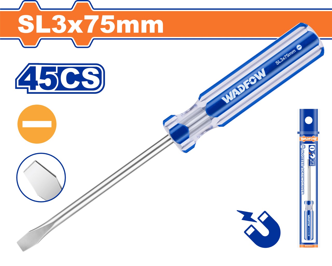 Tua vít dẹp SL3x75mm WADFOW WSD5933