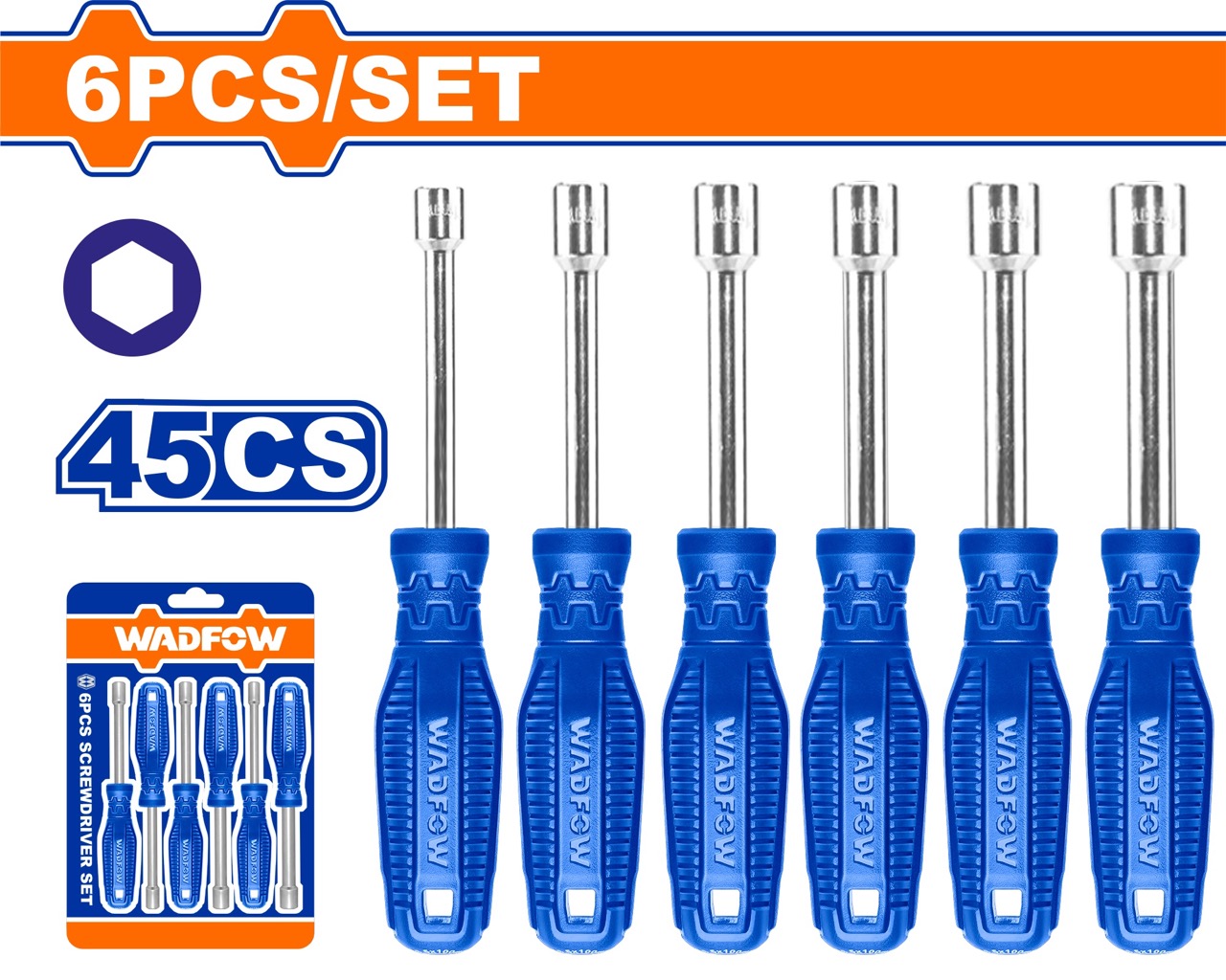 Bộ 6 tua vít đầu lục giác WADFOW WSS24T6