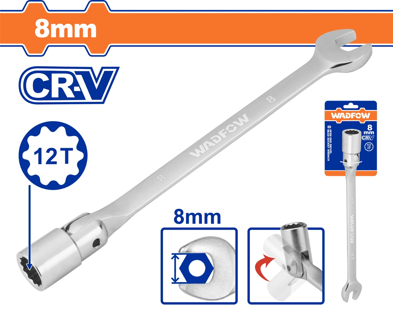 Cờ lê tuýp lắc léo 8mm-19mm WADFOW