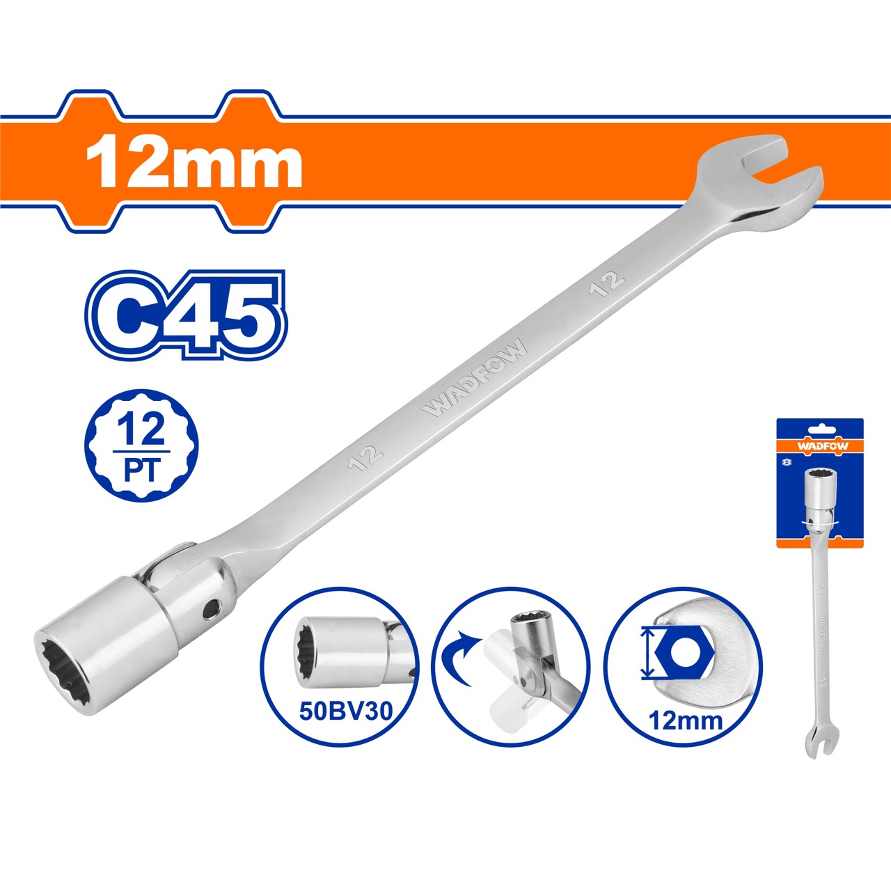 Cờ lê tuýp lắc léo 8mm-19mm WADFOW