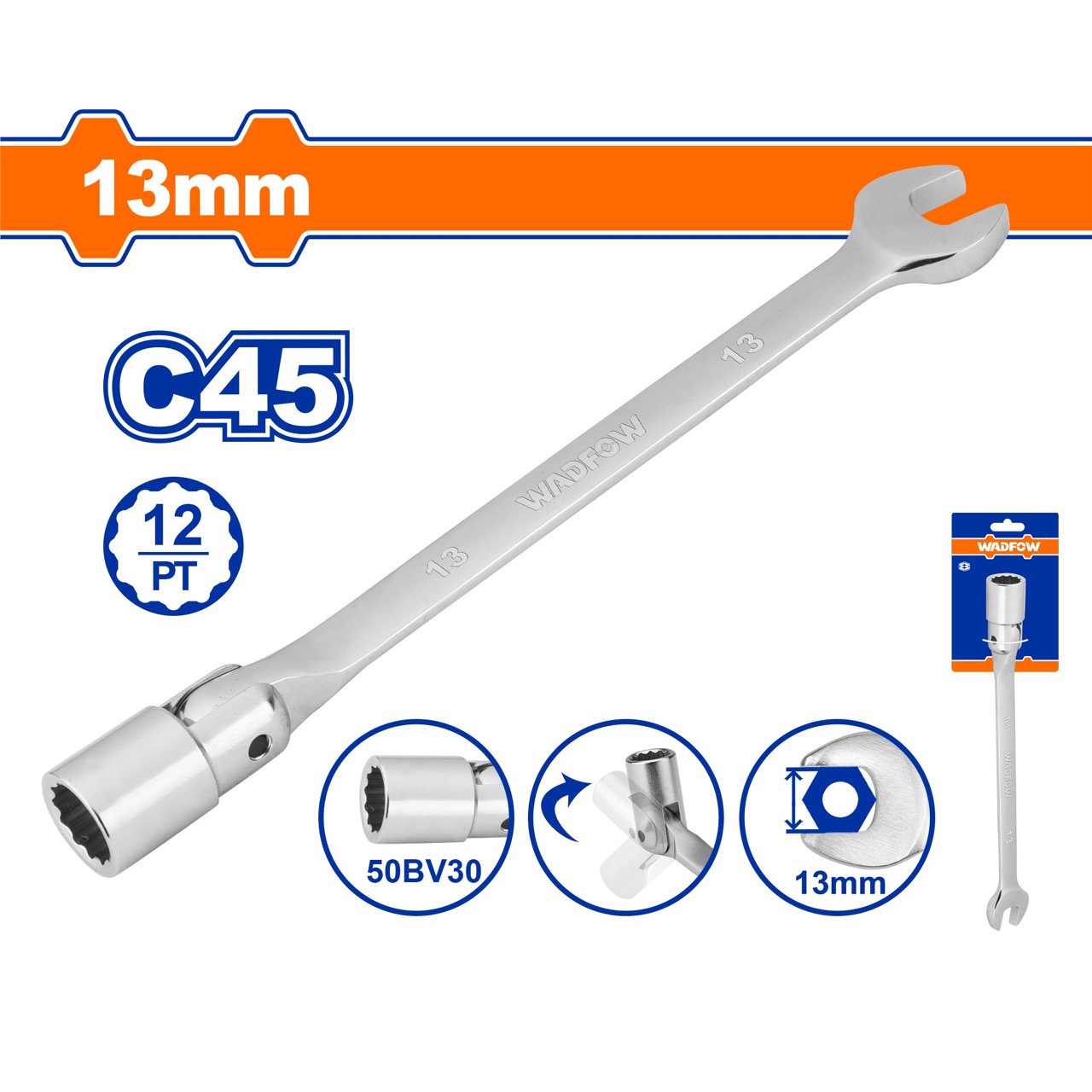 Cờ lê tuýp lắc léo 8mm-19mm WADFOW