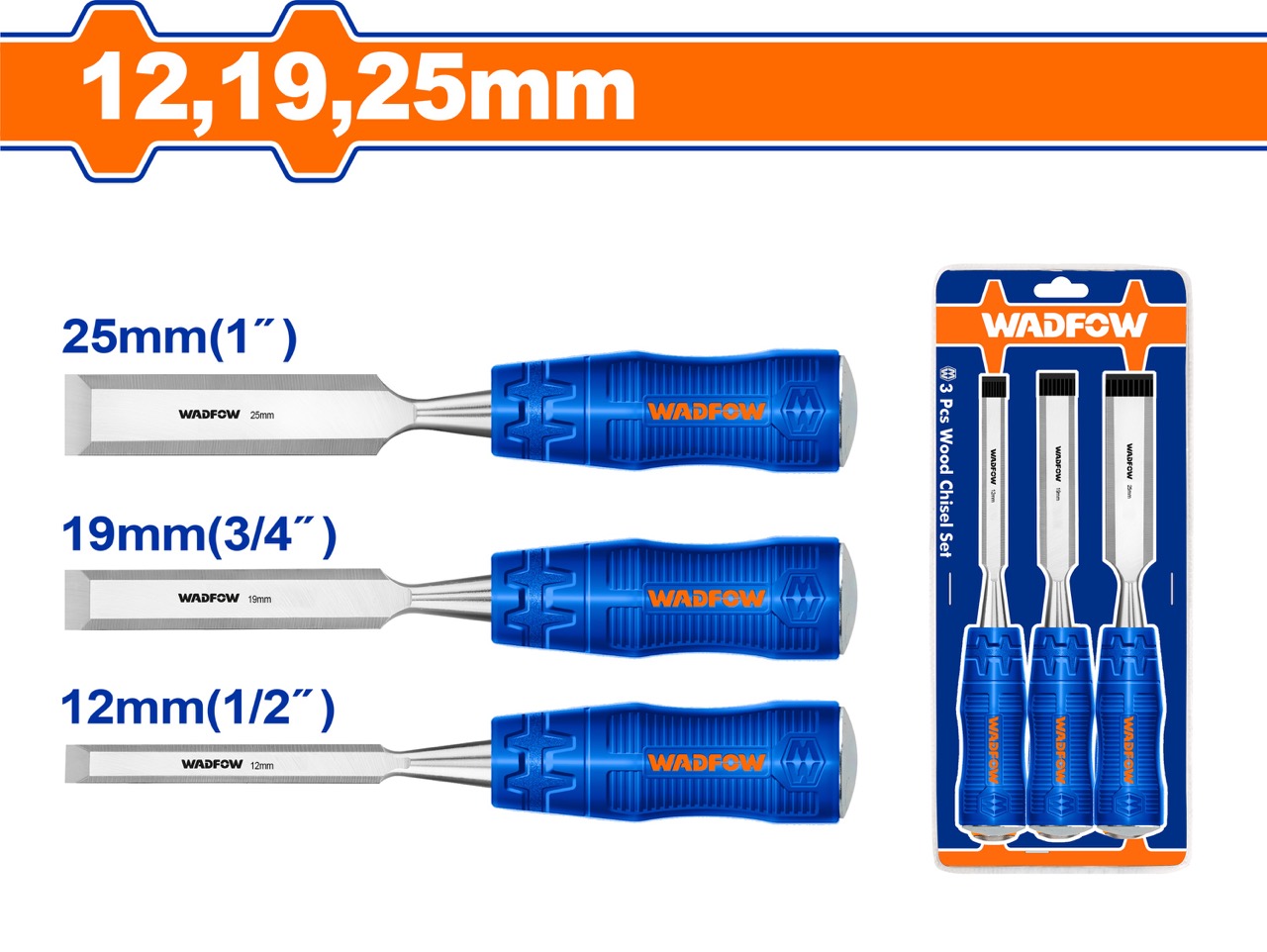 Bộ 3 đục gỗ 12-19-25mm WADFOW WWC2203