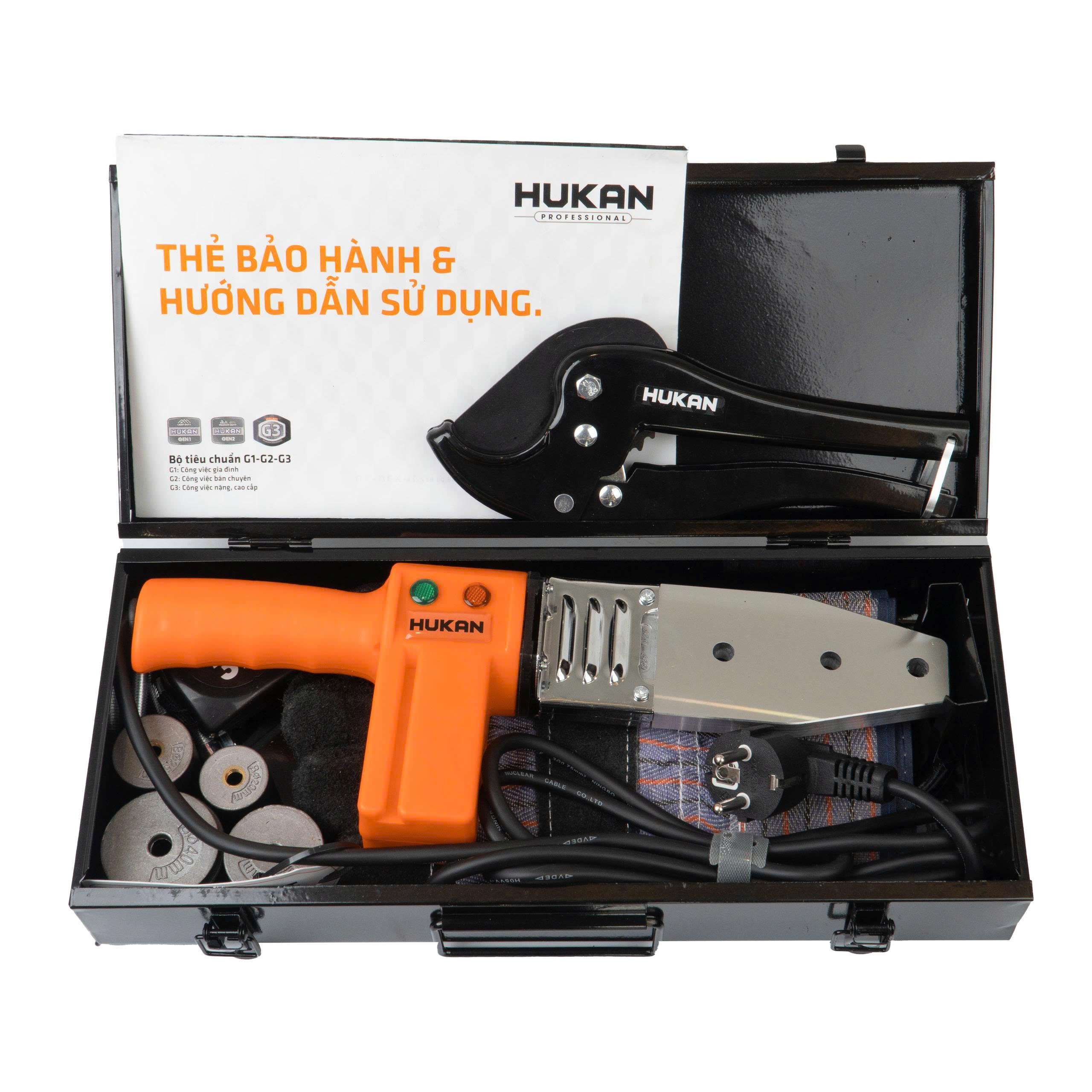 Máy hàn ống nhựa HUKAN G1-HN2430, Công suất 900W, Nhiệt độ điều chỉnh: 0°C – 300°C
