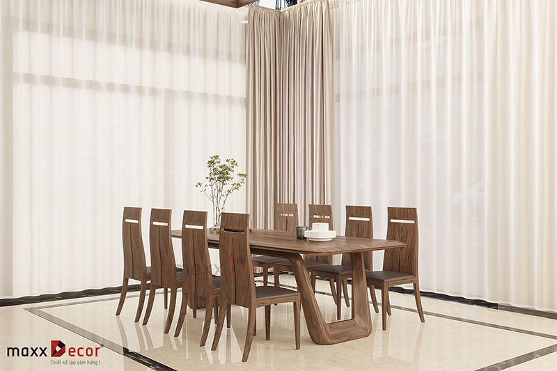 Bàn ghế ăn gỗ óc chó MBA 140