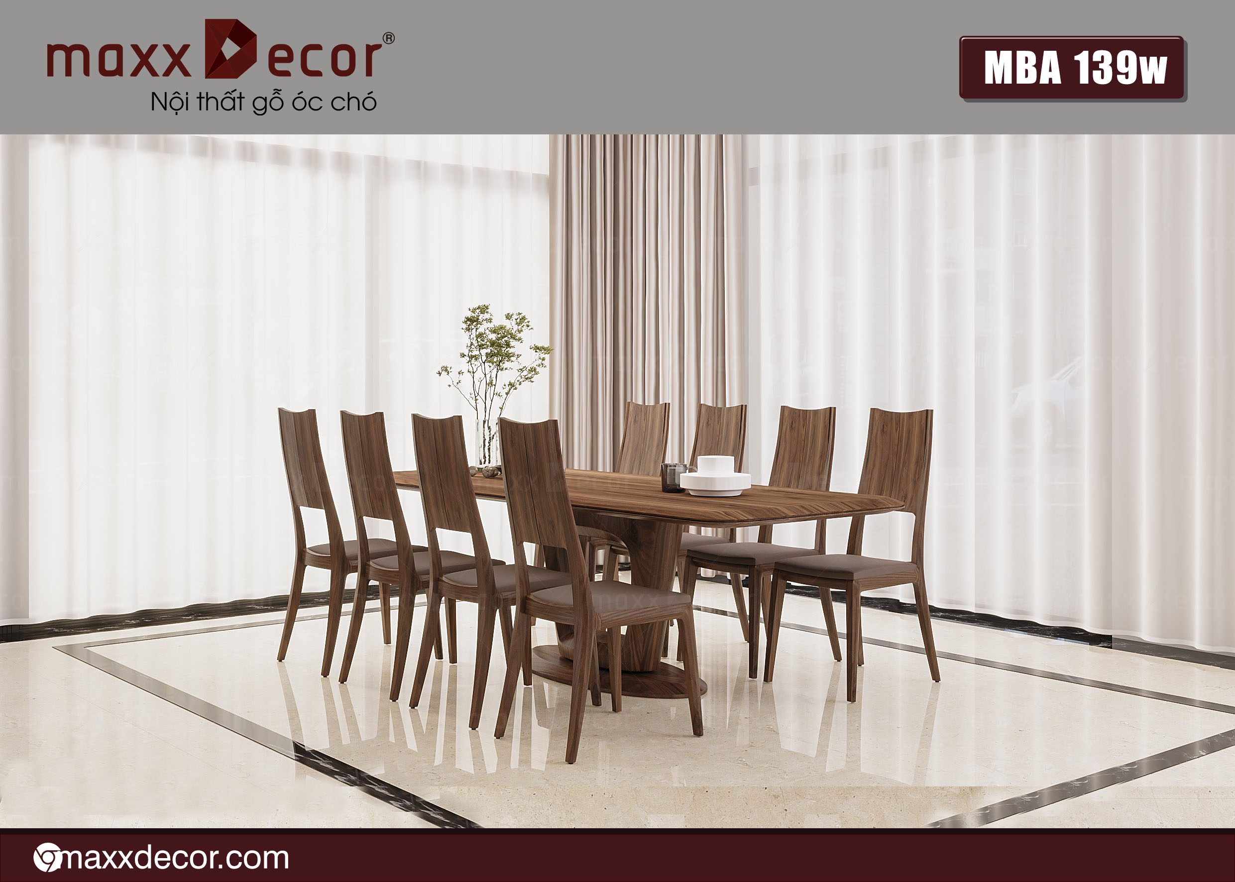 Bộ bàn ghế ăn gỗ tự nhiên MBA 139w