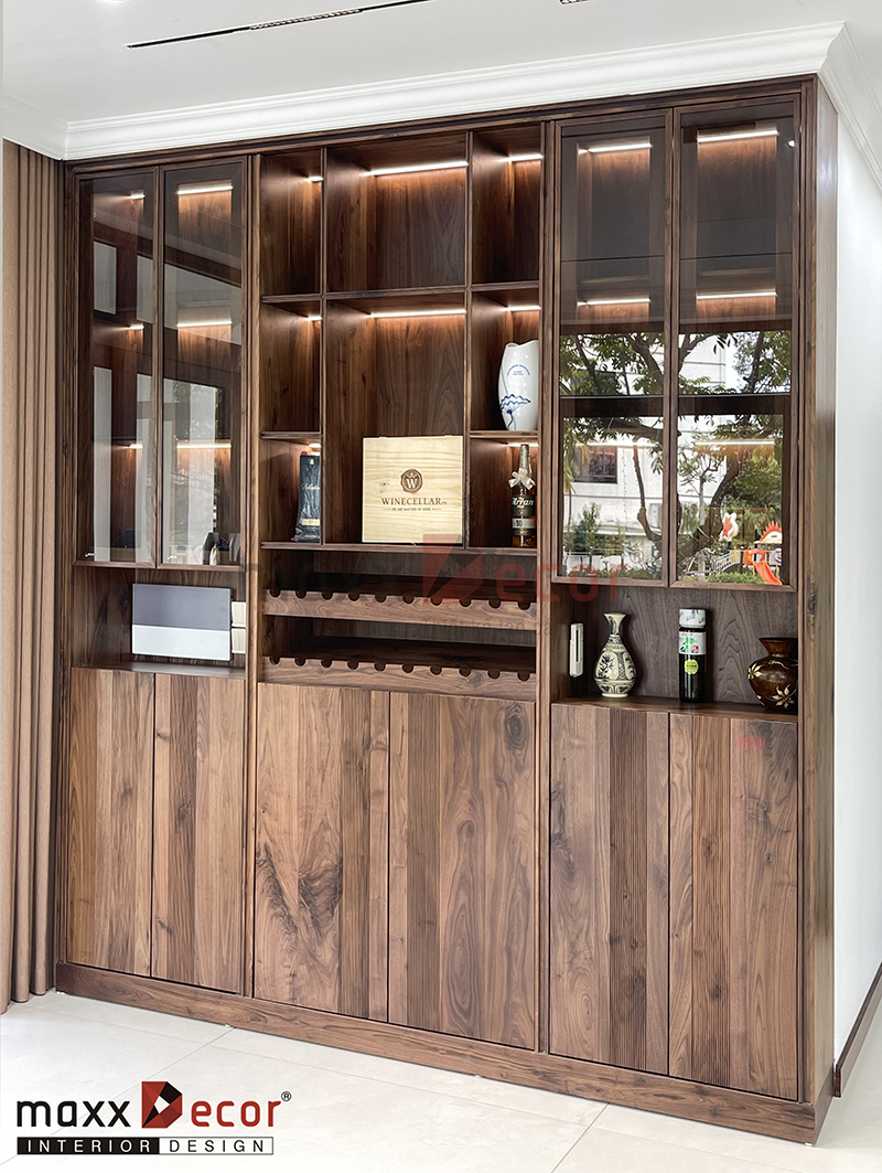Thi công hoàn thiện full nội thất gỗ óc chó Vinhomes Thăng Long
