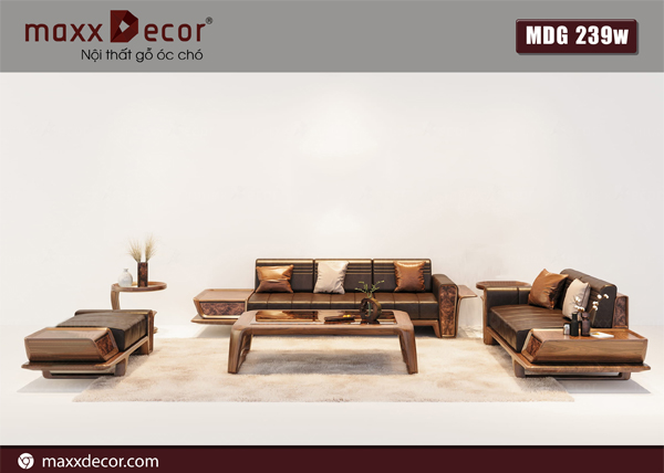 Sofa gỗ óc chó cao cấp mới nhất MDG 239w