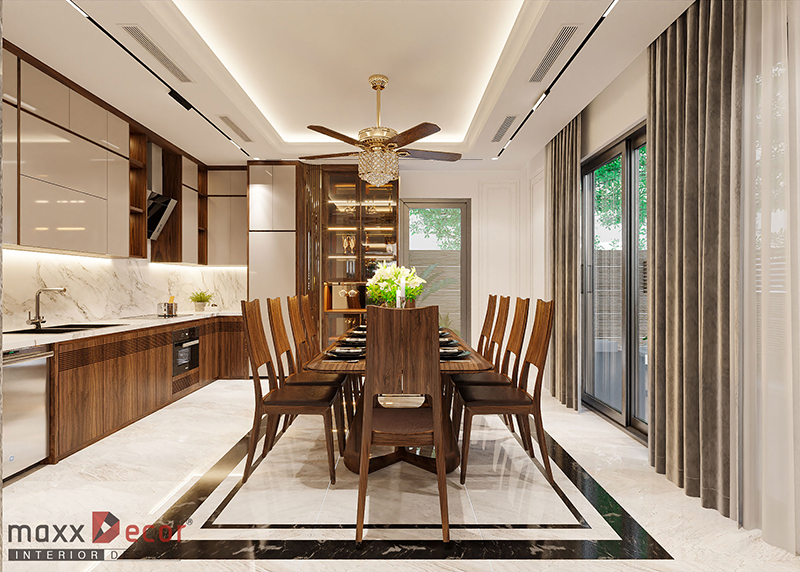 Kiến tạo không gian biệt thự sang trọng với gỗ óc chó