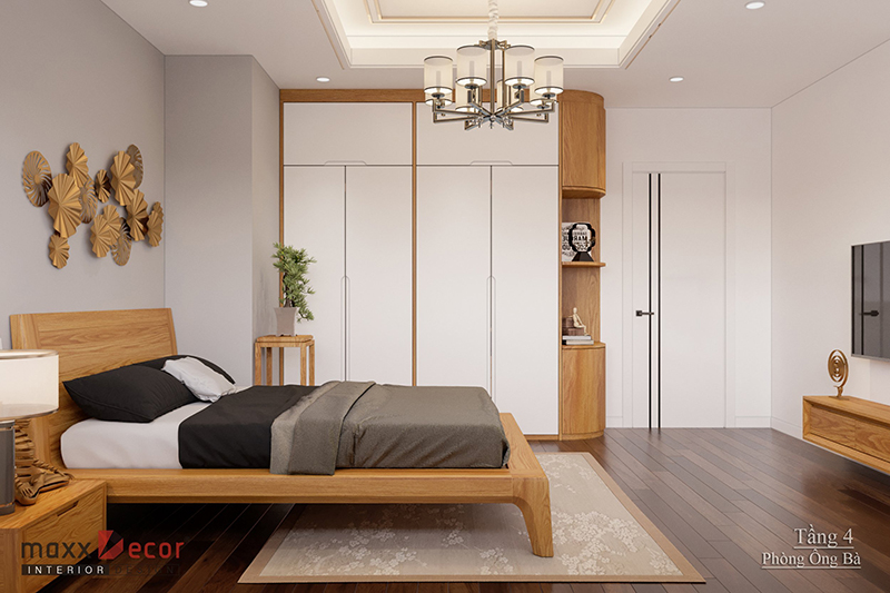 Nội thất biệt thự gỗ óc chó tại Long Biên