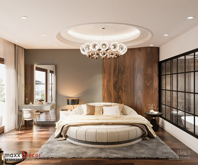 Nội thất biệt thự gỗ óc chó tại Long Biên