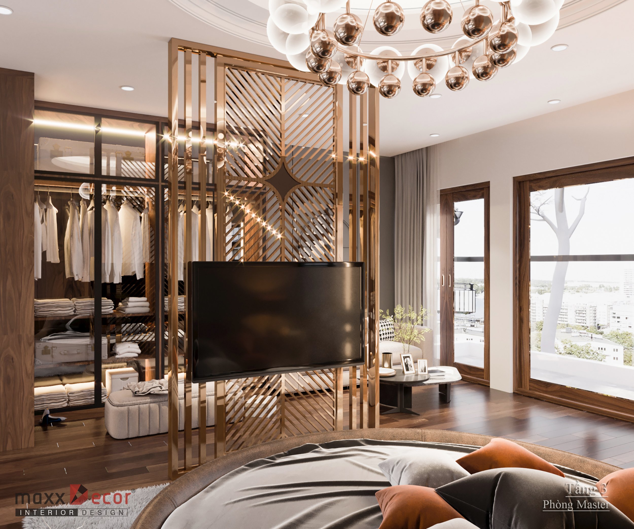 Nội thất phòng ngủ gỗ óc chó Biệt Thự Bắc Giang