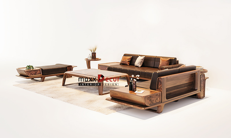 Sofa gỗ óc chó cao cấp mới nhất MDG 239w