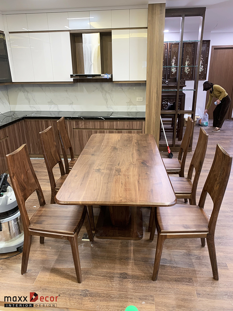 Hoàn thiện nội thất gỗ óc chó chung cư Le Grand Jardin BRG Sài Đồng