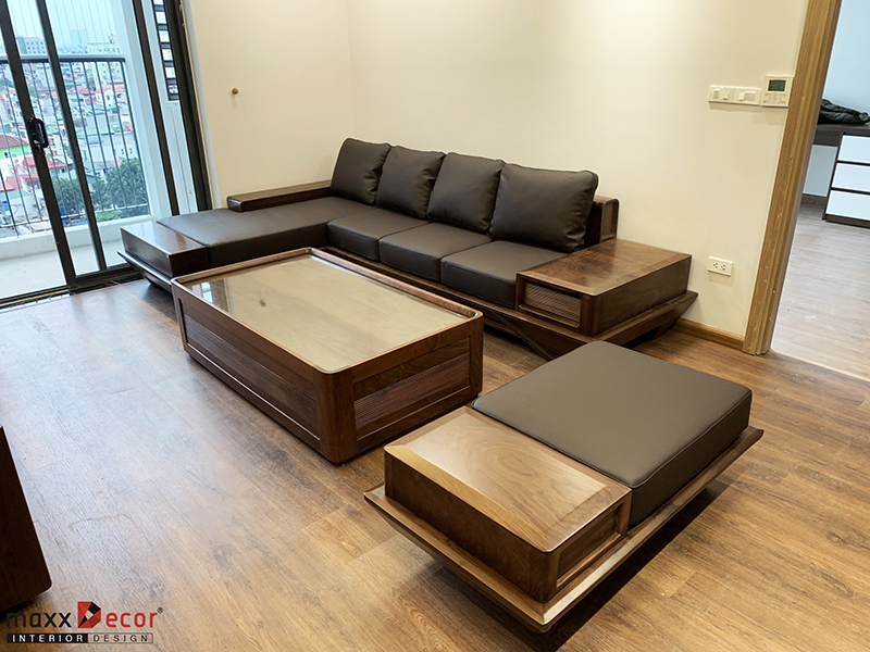 Hoàn thiện nội thất gỗ óc chó chung cư Le Grand Jardin BRG Sài Đồng