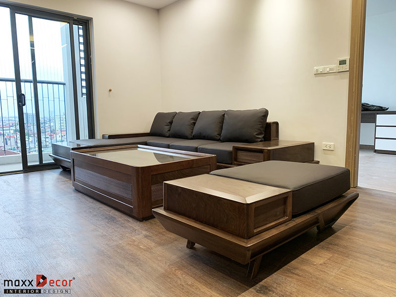 Hoàn thiện nội thất gỗ óc chó chung cư Le Grand Jardin BRG Sài Đồng