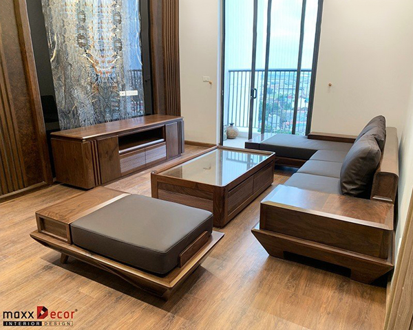 Hoàn thiện nội thất gỗ óc chó chung cư Le Grand Jardin BRG Sài Đồng