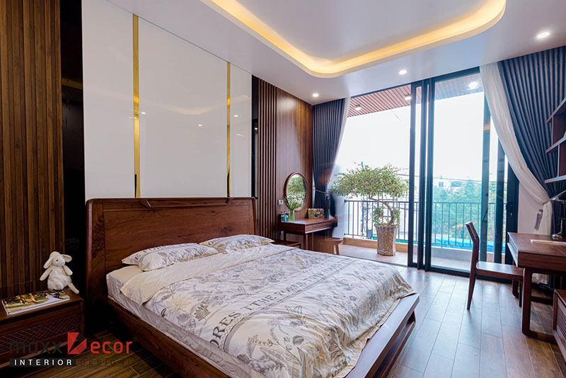 Phòng ngủ master trong căn nhà phố 110m2