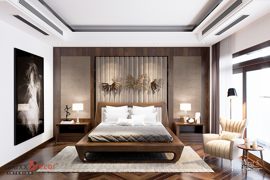 Không gian nội thất gỗ óc chó đẳng cấp trong biệt thự Hà Nội