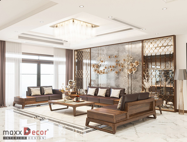 Không gian nội thất gỗ óc chó đẳng cấp trong biệt thự Hà Nội
