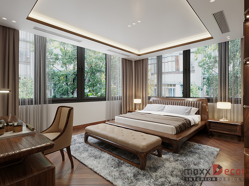 Nội thất biệt thự gỗ óc chó thiết kế đẹp ai cũng mê
