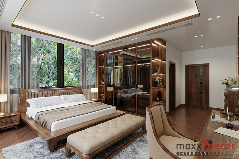 Nội thất biệt thự gỗ óc chó thiết kế đẹp ai cũng mê