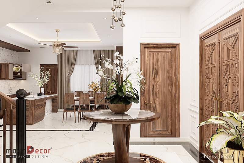 Thiết kế nội thất biệt thự gỗ tự nhiên truyền thống bền đẹp