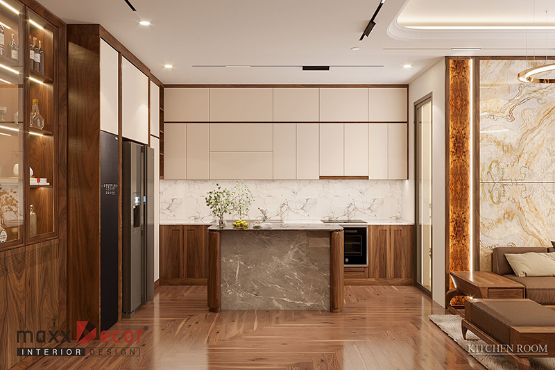 Nội thất gỗ óc chó căn hộ 3PN sang trọng