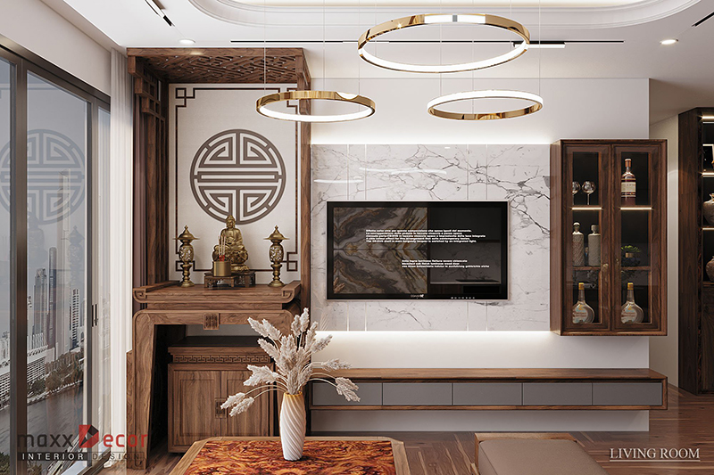 Căn hộ nội thất gỗ óc chó tại chung cư The Matrix One