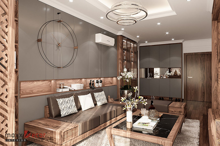 Nội thất gỗ óc chó căn hộ chung cư Epic's Home