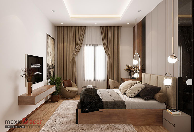 Vẻ đẹp hút mắt nội thất nhà phố gỗ óc chó tại Hòa Bình