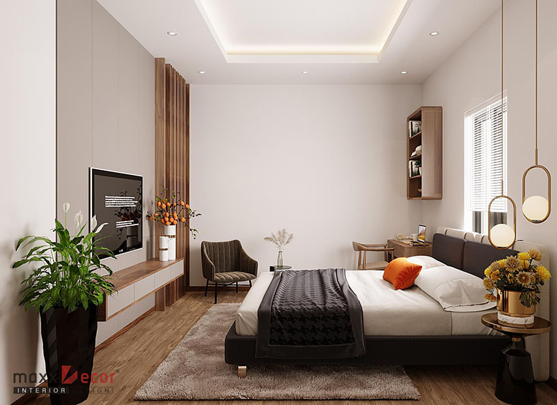 Vẻ đẹp hút mắt nội thất nhà phố gỗ óc chó tại Hòa Bình