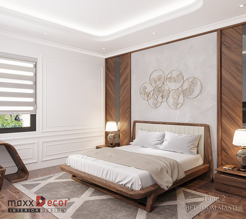 Thiết kế nội thất gỗ óc chó biệt thự anh Mạnh - Ninh Bình