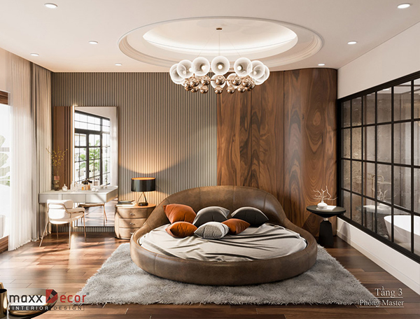 Nội thất phòng ngủ gỗ óc chó Biệt Thự Bắc Giang