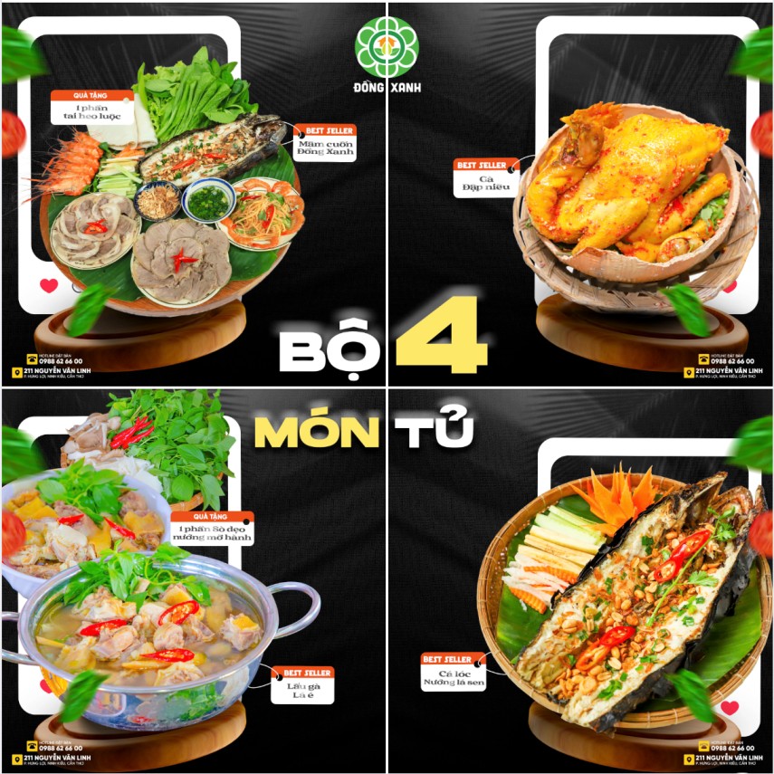  BỘ TỨ MÓN TỦ NHÀ ĐỒNG XANH