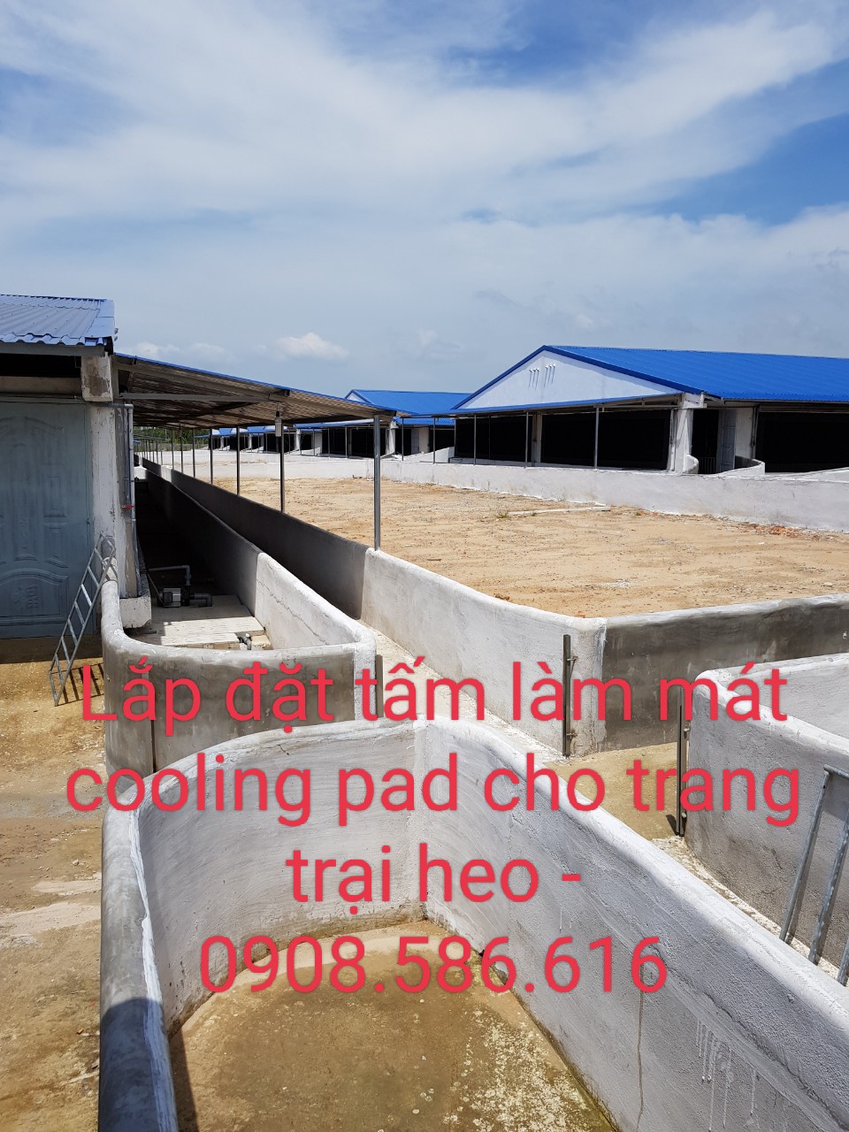 lắp đặt khung giấy làm mát cho trại heo