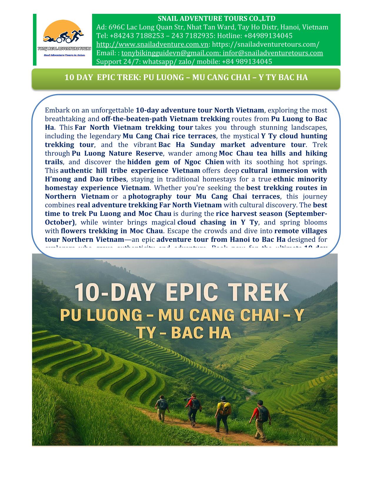10 DAY NORTHERN VIETNAM EPIC TREK | PU LUONG - MU CANG CHAI - BAC HA