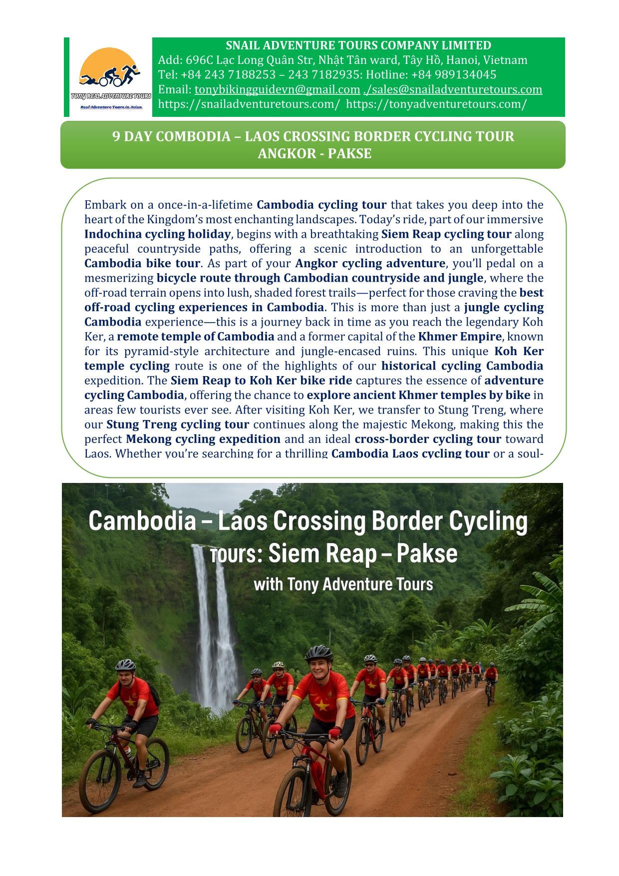 10 DAY CAMBODIA - LAOS CYCLING TOURS | INDOCHINA CROSSING BORDER BIKE ADVENTURE