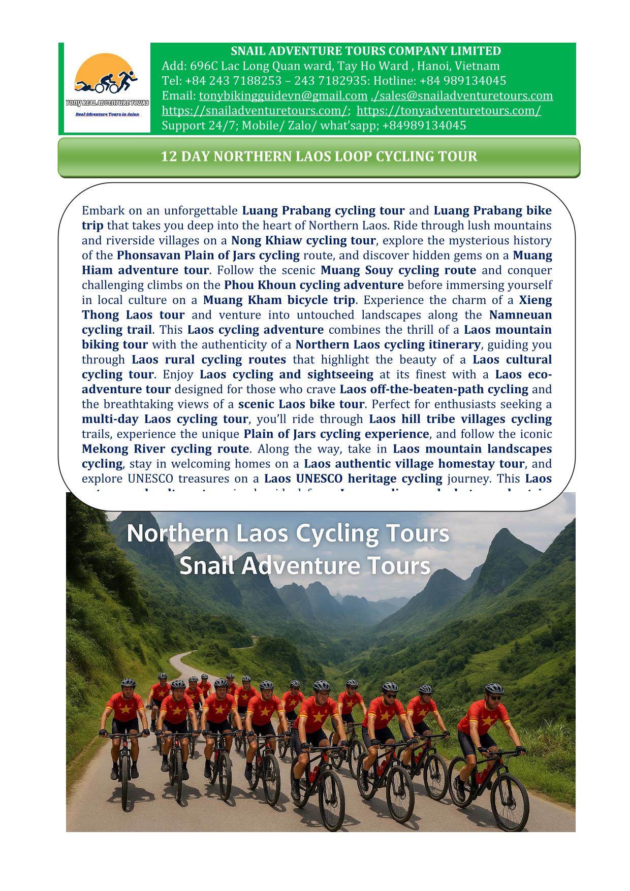 12 DAY NORTHERN LAOS LOOP CYCLING TOURS