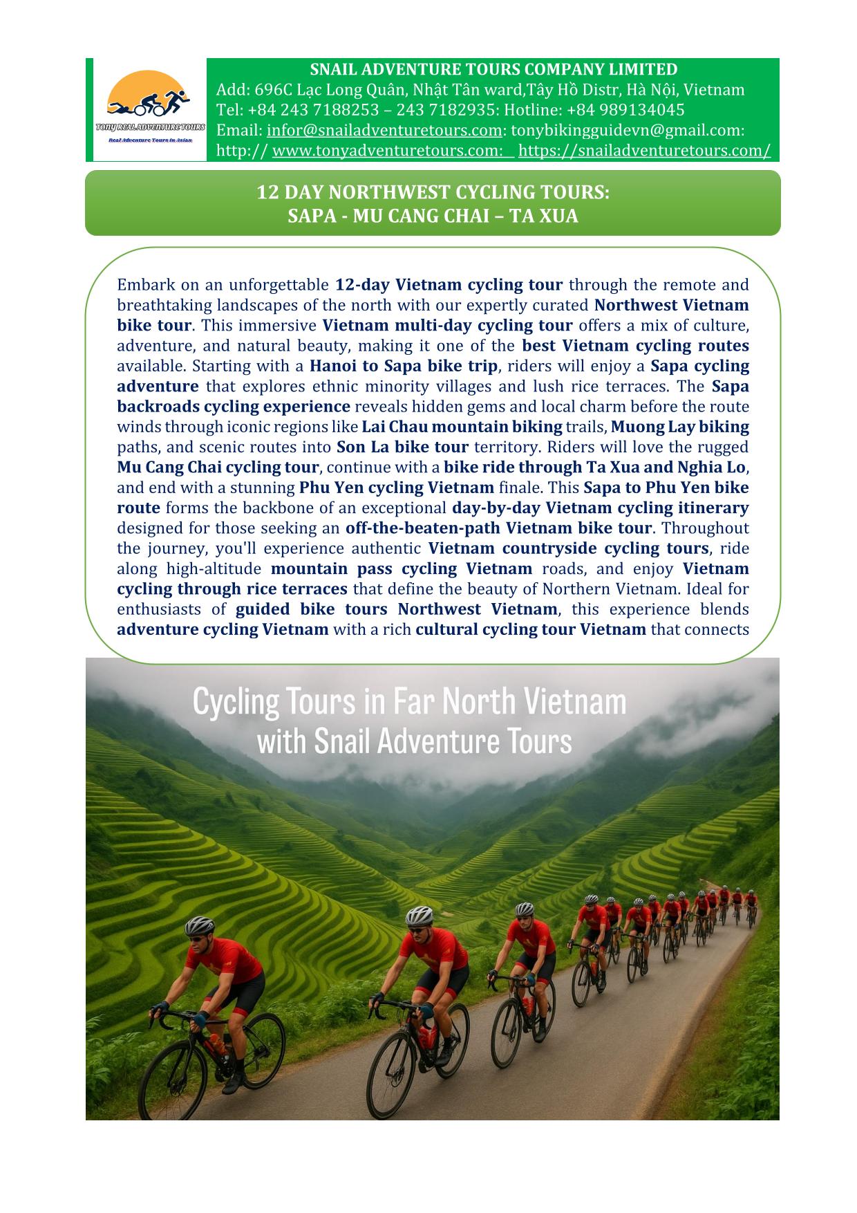 12 DAY VIETNAM NORTH WEST CYCLING TOURS | SAPA - MU CANG CHAI - TA XUA ADVENTURE