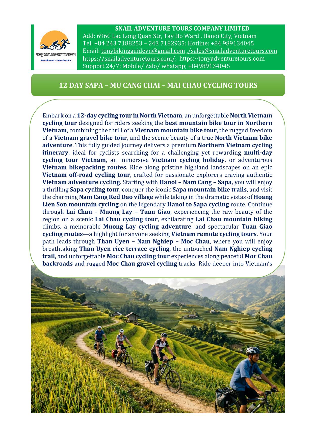 12 DAY NORTHERN VIETNAM GOLDEN TRAIL BIKE TOUR | SAPA - MAI CHAU ADVENTURE