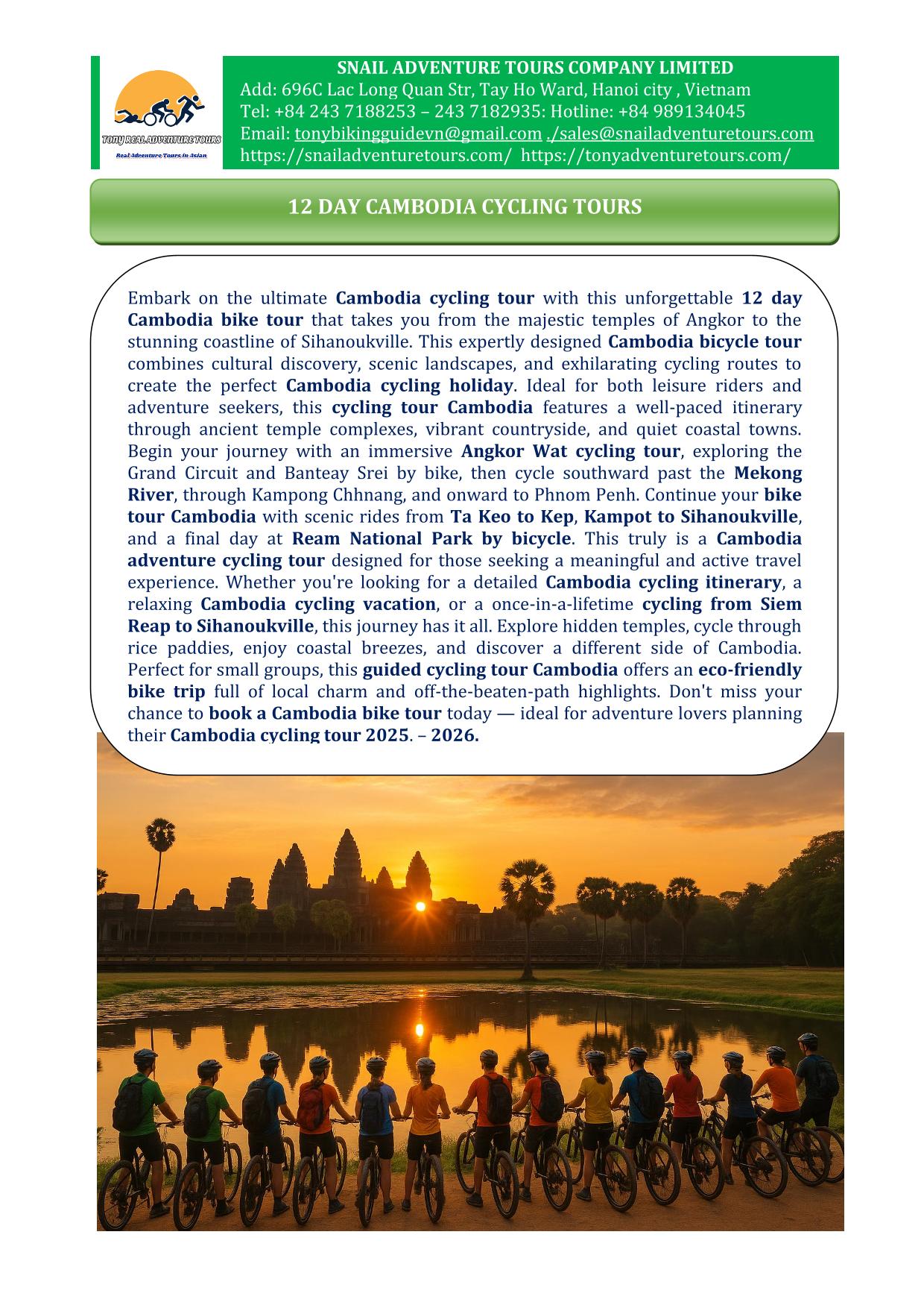 12 DAY CAMBODIA CYCLING TOURS