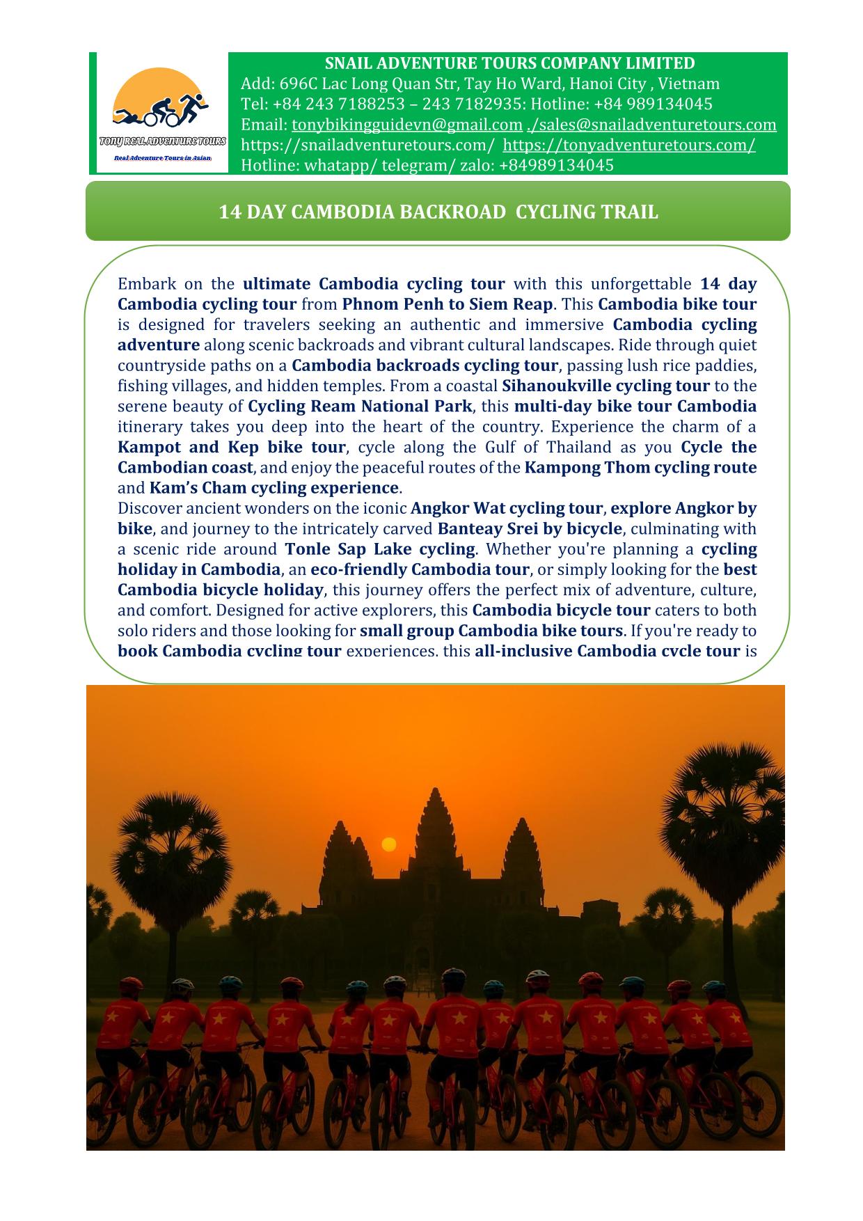 14 DAY CAMBODIA BACKROAD BICYCLE TRAILS