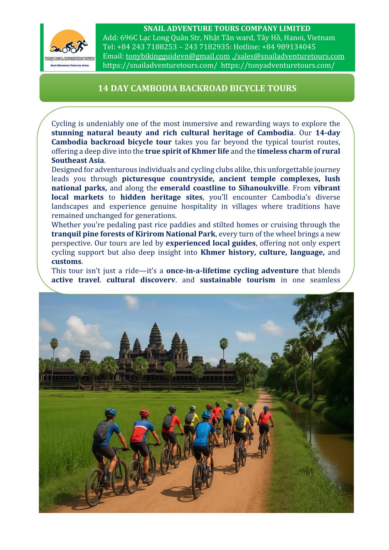 14 Day Cambodia Cycling Tours | Angkor - Kampot Backroad Bike Adventure