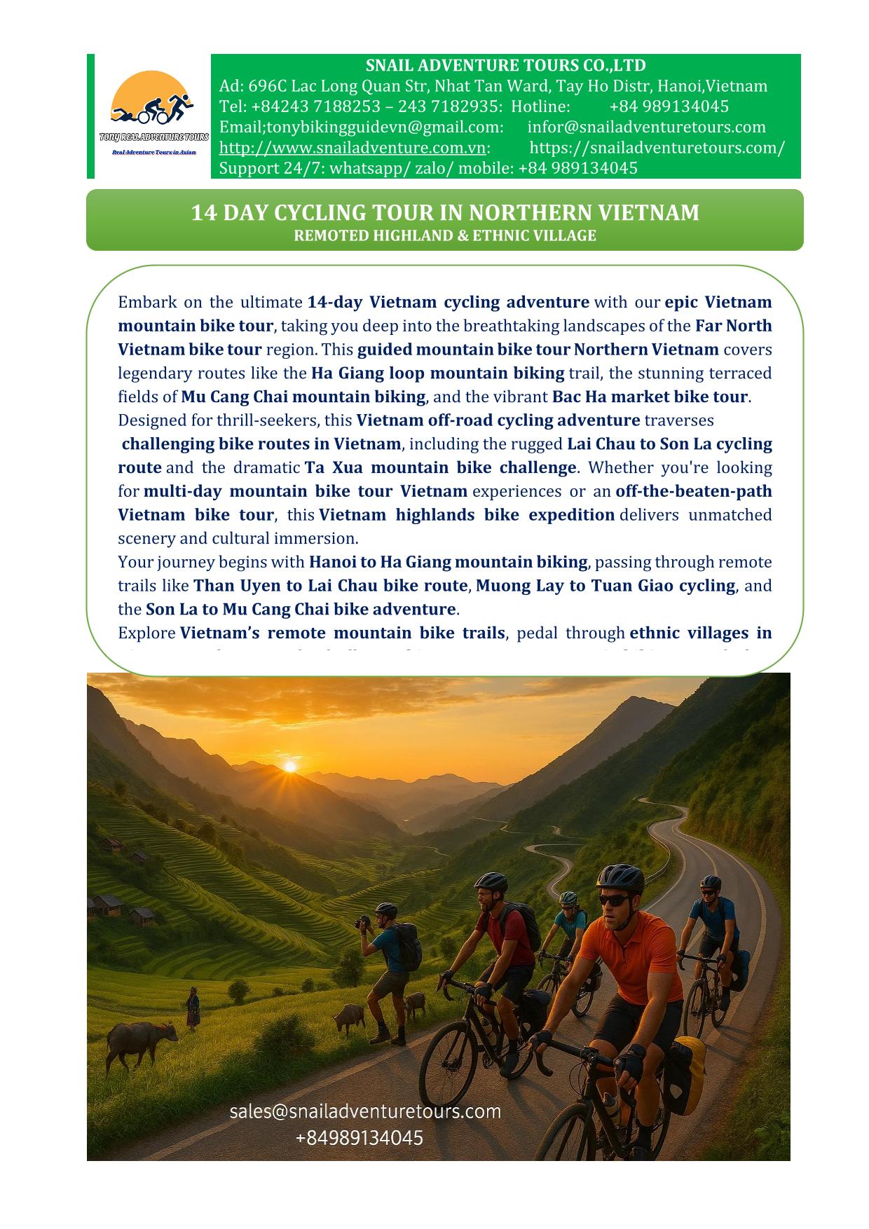 14 DAY NORTH VIETNAM CYCLING TOURS | REMOTED HIGHLAND & ETHNIC VILLAGES
