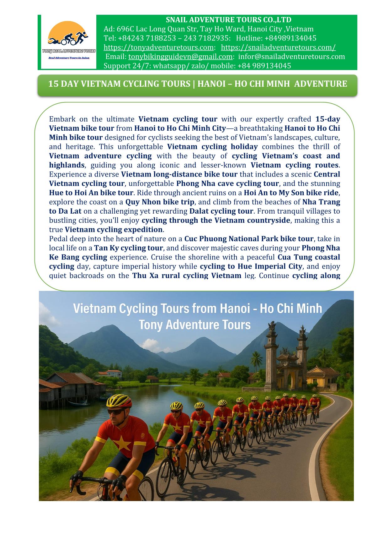 15 DAY HANOI - HO CHI MINH CYCLING TOURS | VIETNAM BIKE ADVENTURE