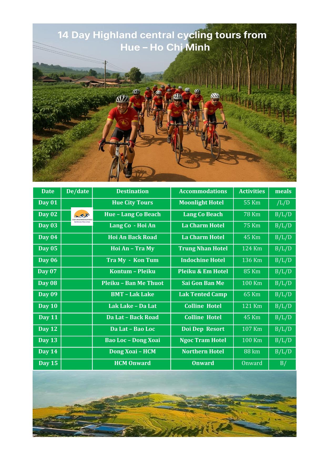 14 DAY HUE - HO CHI MINH VIA HIGHLAND CENTRAL CYCLING TOURS